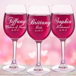 Personalized Bridesmaid Wine Glasses for Wedding Party Gifts and Bridal Shower Favors - Perfect Bridesmaid Gift for Bridal Parties