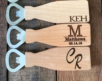Wedding Party / Personalized Bottle Opener / Groomsmen Gift / Custom Beer Opener / Groomsman Gift / Wood Bottle Opener / Best Man Gift