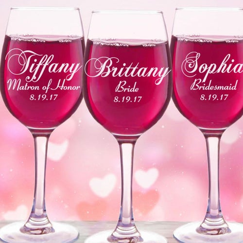 Bridesmaid Personalised Engraved Wedding Stemless Wine Glass Tumbler Bridal Gift 
