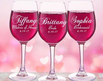 Personalized Bridesmaid Wine Glasses for Wedding Party Gifts and Bridal Shower Favors - Perfect Bridesmaid Gift for Bridal Parties