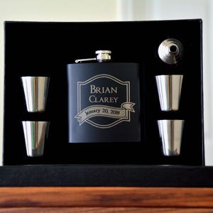 Customized Groomsmen Gift, Personalized Gift for Men, Personalized Flask, Custom Men Gift, Flask, Groomsman Gift, Shot Glass, Best Man Flask