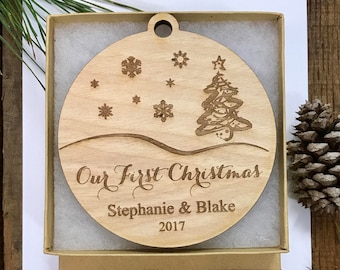 Our First Christmas Ornament, Mr and Mrs Personalized Ornament, Couples Gift, Mr & Mrs Wedding Gift, Engraved Christmas Ornament