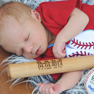 Personalized Baseball Bat Birth Announcement, Baby Boys Gift, Engraved Baseball Bat, Custom Sports Nursery Decor, Baseball Theme Man Cave image 1