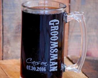 Boccale da birra personalizzato, tazza per testimoni dello sposo, tazza personalizzata per regalo di nozze, tazza incisa, regalo per testimone dello sposo, regali per uomini, regalo per uomini, testimoni dello sposo