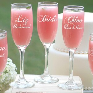 2 Personalized Bridesmaid Gifts, Personalized Champagne Glass Custom Wedding Favors, Champagne Flute Bridesmaid Proposal, Bridal Party Gift