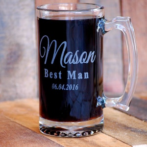 Personalized Beer Mug, Groomsmen Mug, Personalized Mug for Wedding Gift, Engraved Mug, Best Man Gift, Gifts for Men, Mens Gift, Groomsmen image 5