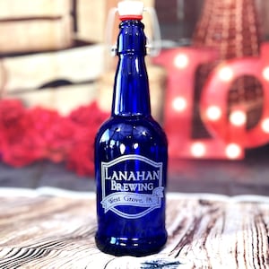 Custom Beer Bottle Gift for Men, Man Cave Home Brew Bottles, Engraved Beer Bottles, Gift for Dad, Personalized Beer Growler Gift for Him