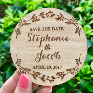 Floral Save-the-Date Magnets, Wedding Save the Date Magnet, Wooden Save the Date Magnet, Rustic Save the Date, Rustic Wedding Invite