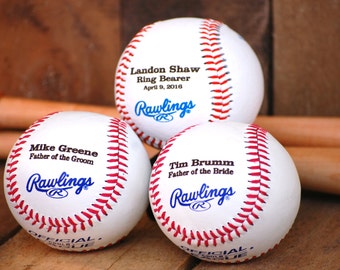 2 Personalized Ring Bearer Baseballs, Engraved Groomsmen and Best Man Gift, Wedding Keepsake, Gifts for Men, Groomsmen Gift, Best Man Gift