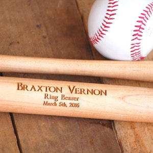 Ring Bearer Gift, Personalized Baseball Bat, Groomsmen Gift, Baseball Game Trophy, Wedding Usher Gift, Gift for Men, Baseball Boys Gift image 1