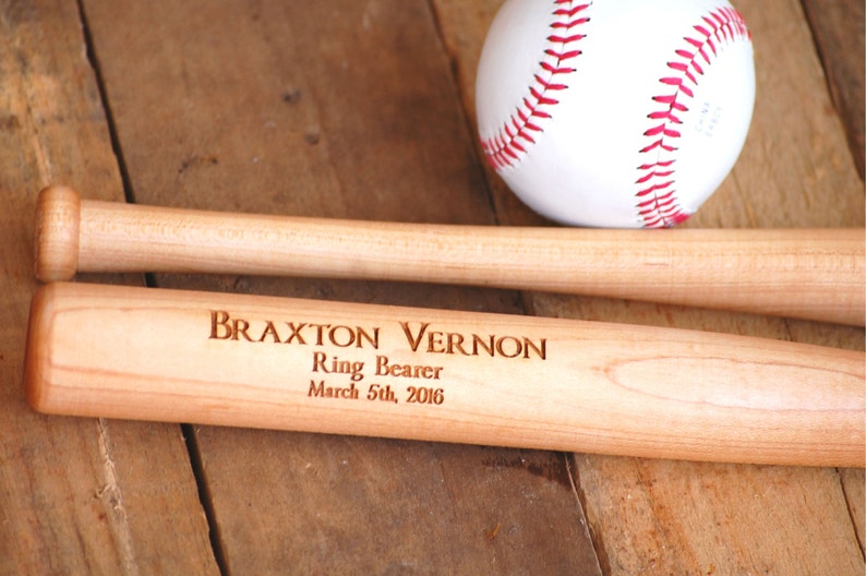 Ring Bearer Gift, Personalized Baseball Bat, Groomsmen Gift, Baseball Game Trophy, Wedding Usher Gift, Gift for Men, Baseball Boys Gift image 1