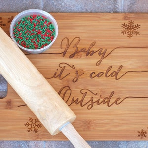 Baby Its Cold Outside / Cutting Board Personalized / Winter Wedding Gift / Couples Engagement Party / Custom Cutting Board / Holiday Gift