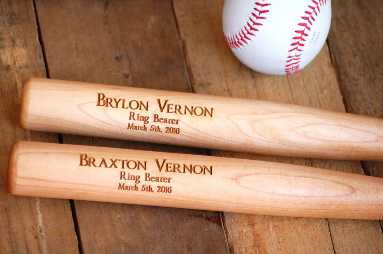 5 Groomsmen Personalized Baseball Bat Ring Bearer Gift Etsy
