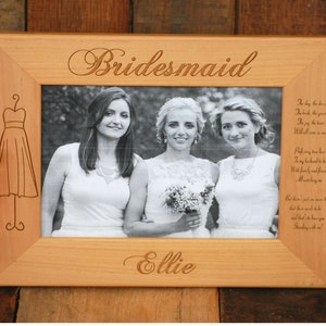8 Bridesmaids, Personalized Picture Frame, Engraved Bridal Party Gift, Flower Girl, Maid of Honor, Bridesmaid, 5x7 Picture Frame, Wedding image 1