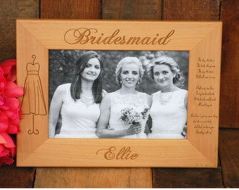 8 Bridesmaids, Personalized Picture Frame, Engraved Bridal Party Gift, Flower Girl, Maid of Honor, Bridesmaid, 5x7 Picture Frame, Wedding