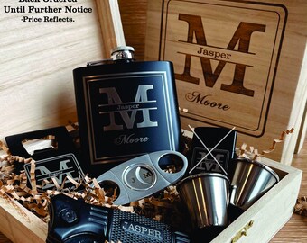 Personalized Flask, Gift for Him, Flask Gift Set, Custom Engraved Flask, Boyfriend Birthday Gift, Flask Gift Box Set, Flask Gift, Hip Flask