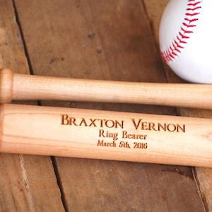 Custom Engraved Baseball Bat - Perfect Ring Bearer or Junior Groomsmen Gift! Engraved and Personalized Mini Baseball Bat