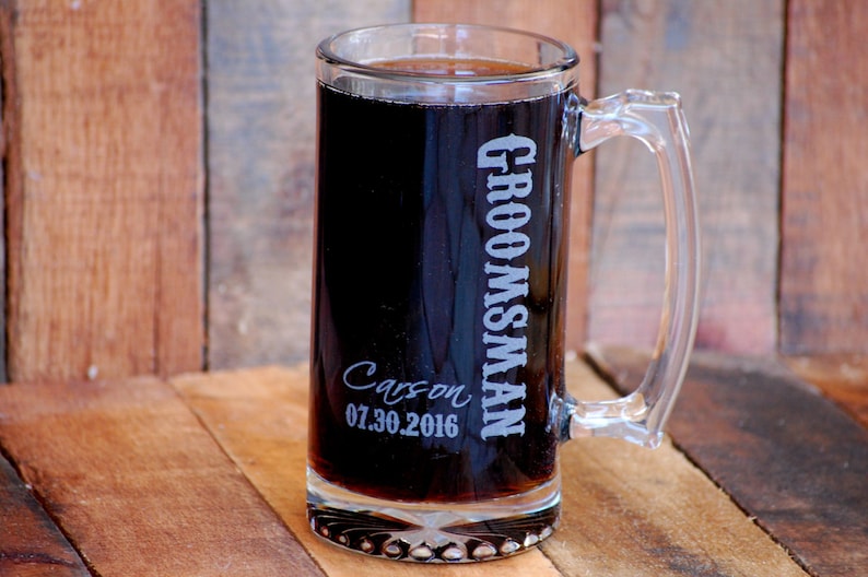 Personalized Beer Mug, Groomsmen Mug, Personalized Mug for Wedding Gift, Engraved Mug, Best Man Gift, Gifts for Men, Mens Gift, Groomsmen image 1