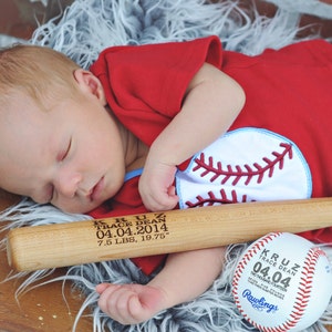 Easter Basket Gift, Personalized Birth Announcement Baseball, Baby Boys Gift, Engraved Baseball, Sport Nursery Typography, Monogram Baseball image 2