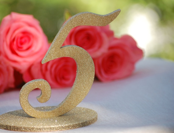 Gold Glitter Wedding Table Numbers Wedding Table Number Etsy