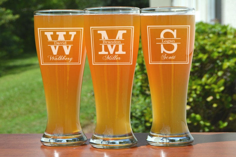 Groomsmen Gift, 6 Personalized Beer Glasses, Custom Engraved Pilsner Glass, Wedding Party Gifts, Gifts for Groomsmen, Groomsman Wedding Gift image 3