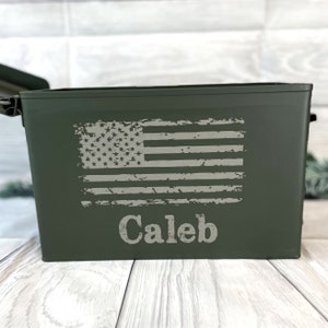 Boîte de munitions gravée personnalisée - Cadeau militaire excédentaire personnalisé pour lui - Boîte à balles unique pour mari ou petit ami