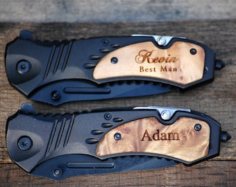 Personalized Knife Best Man Rescue Knife Groomsmen Gift Beer Opener Custom Knife Bottle Opener Wood Knife Engraved Knife Survival Knife