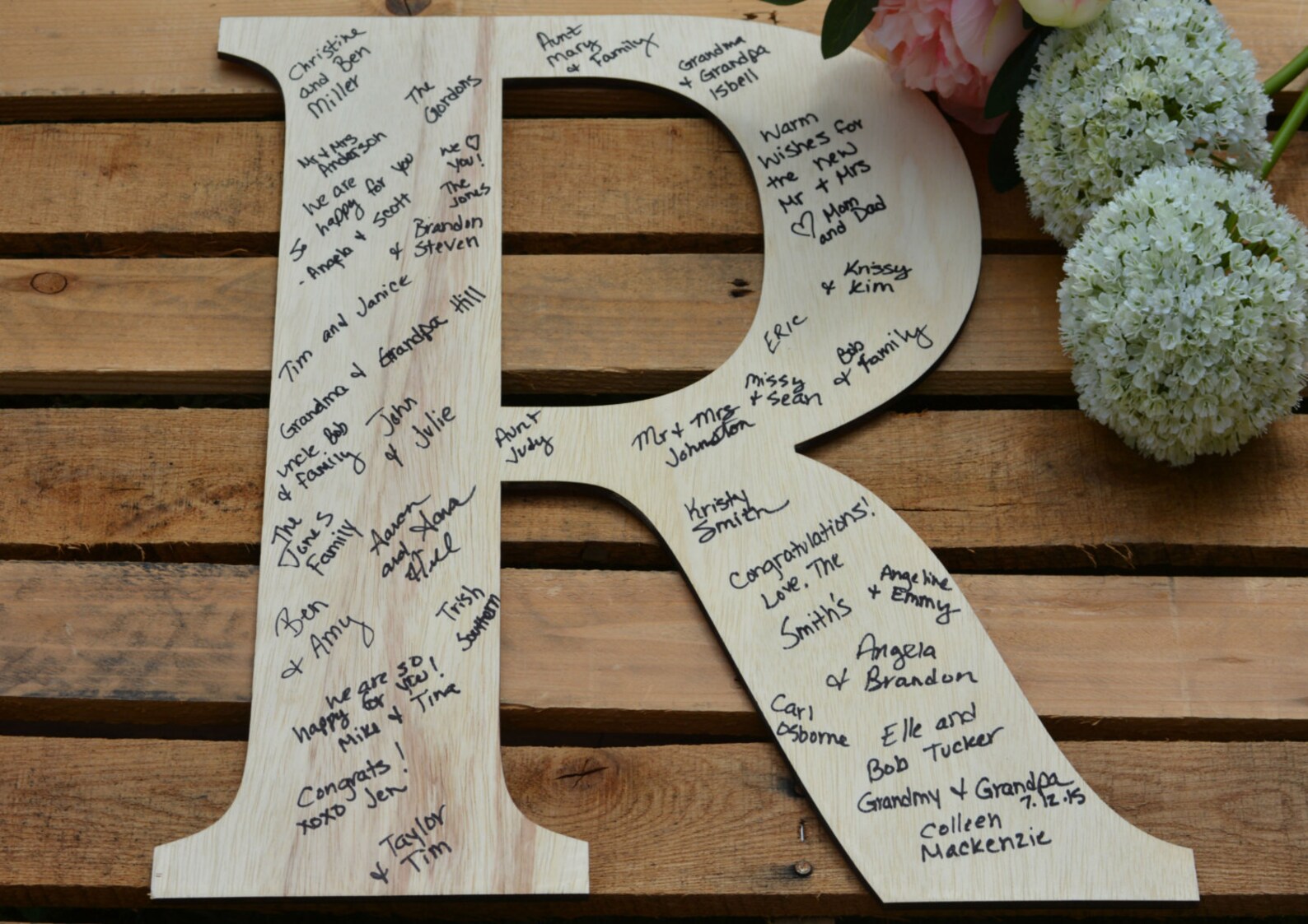 Wedding Guest Book Large Wood Letter Personalized Guest Book Etsy