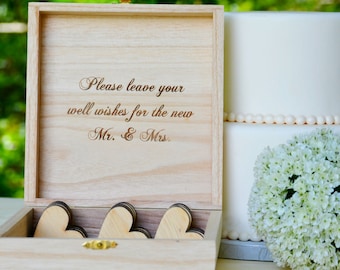 Wedding Guest Book Hearts, Please Leave Your Wishes for the New Mr and Mrs, Bridal Shower Advice Box, Personalized Guest Book Alternative