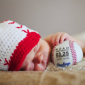 Personalized Baseball Birth Announcement, Baby Boys Gift, Engraved Baseball, Custom Baseball Bat, Sports Nursery Gift, Dad Man Cave Decor image 1