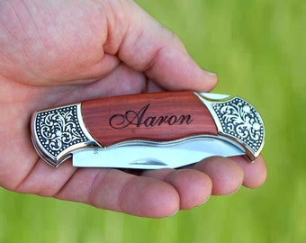 Birthday Gifts for Him, Mens Personalized Gift, Personalized Knife, Fathers Day Gift, Hunting Knife, Monogram, Custom Engraved Wood Knife