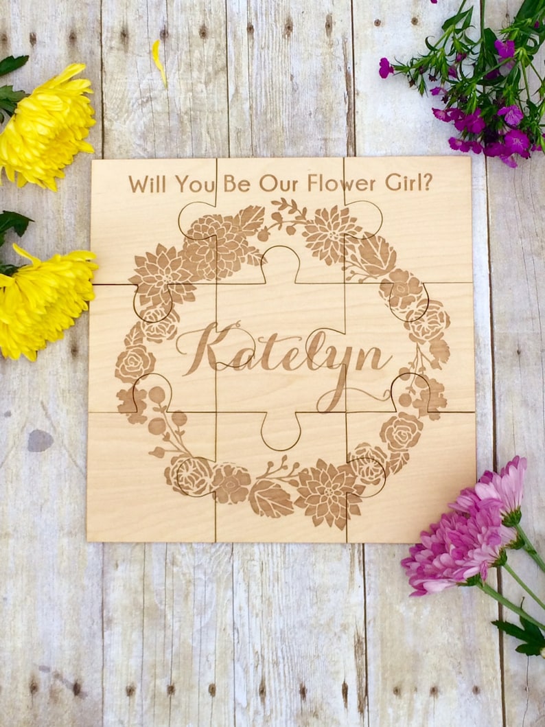 Personalized Puzzle, Will You Be My Flower Girl, Flower Girl Ideas, Wedding Gift for Flower Girl, Flower Girl Proposal Puzzle image 1