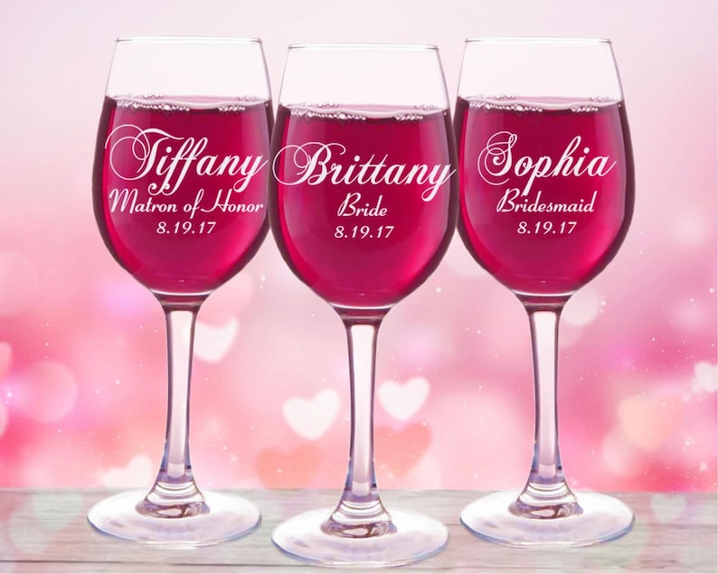 Bridal Party Wine Glasses Personalized Wedding Gift Custom Etsy