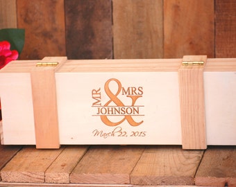Wine Box Personalized Wedding Ceremony Box Couples Gift Champagne Box Bride and Groom Mr and Mrs His and Hers Wedding Gift Set Honeymoon
