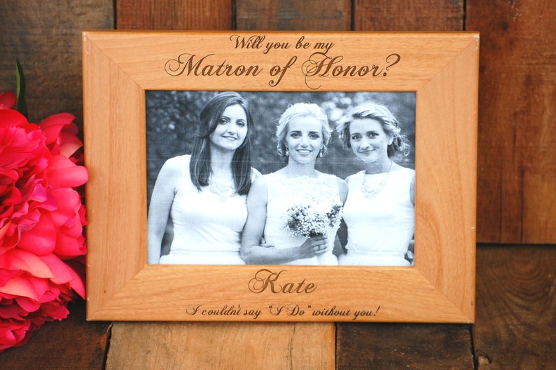 8 Bridesmaids, Personalized Picture Frame, Engraved Bridal Party Gift, Flower Girl, Maid of Honor, Bridesmaid, 5x7 Picture Frame, Wedding image 2