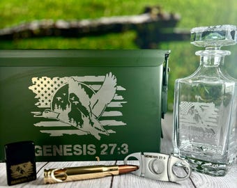 Boîte de munitions personnalisée pour la fête des pères - Cadeau militaire gravé personnalisé pour papa - Boîte à balles unique pour mari, petit ami ou lui