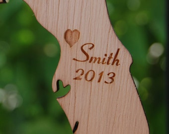 Our First Christmas Ornament State Wedding Ornament Personalized Wedding Gift Ornament Wood America