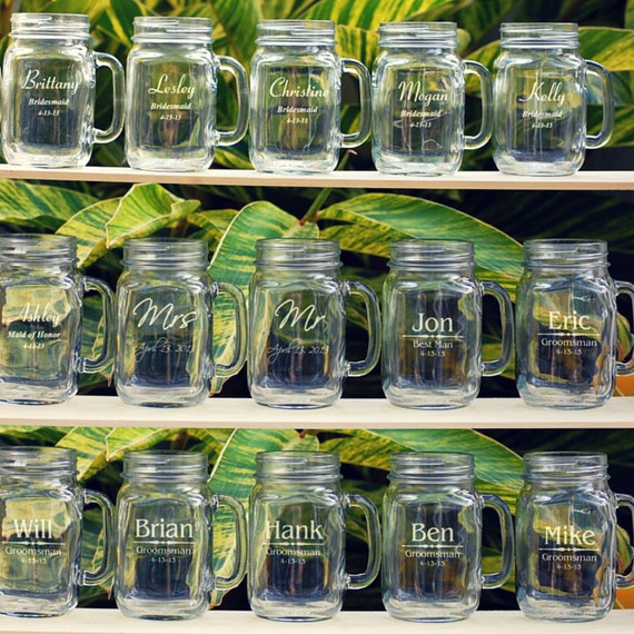 Personalized Mason Jar Mugs, 20 Wedding Favors, Wedding Party Gifts Mason  Jar, Groomsmen Gift, Bridesmaid Gift, Engraved Wedding Gift Men