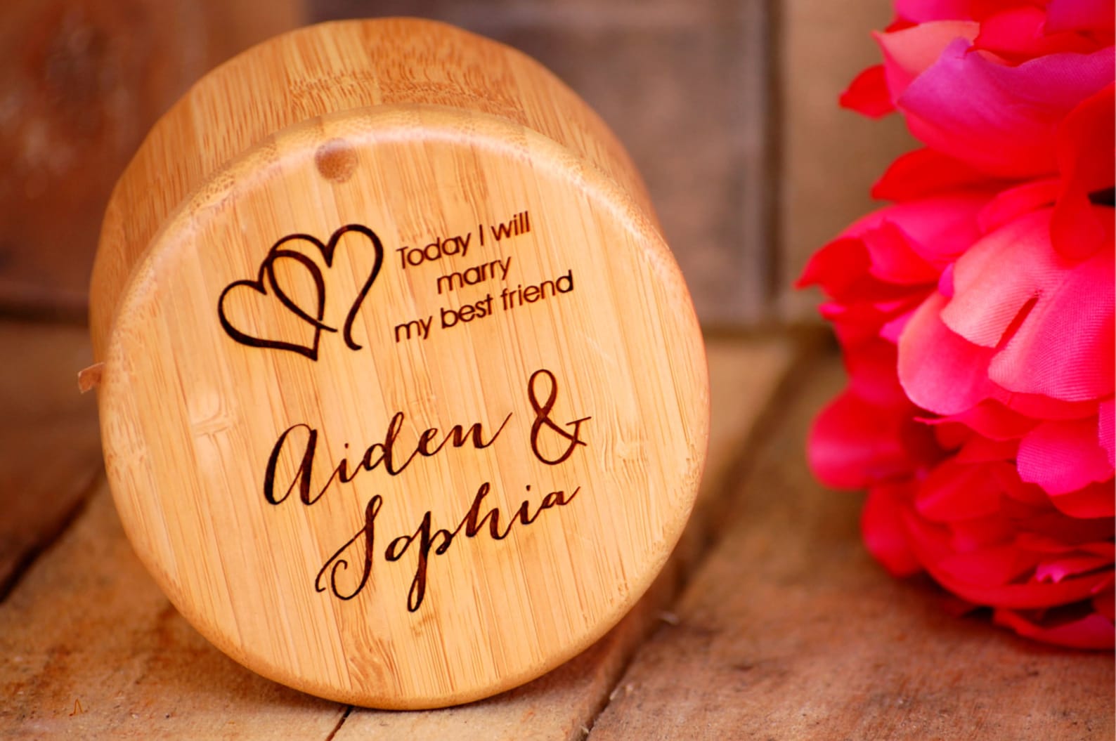 Wedding Ring Holder Personalized Ring Box Love Heart Rustic Etsy