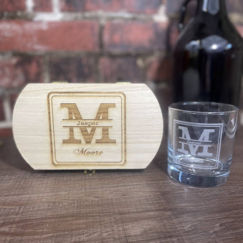 Custom Groomsmen Gift Set, Personalized Whiskey Glasses, Wedding Groomsmen Man Crates, Engraved Rocks Glasses, Whiskey Glass Bar Box Set image 3