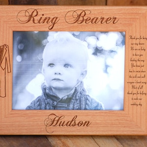 3 Personalized Frames - Ring Bearer Gift, Custom Engraved Picture Frames - Ring Bearer Tuxedo, Flower Girl Dress