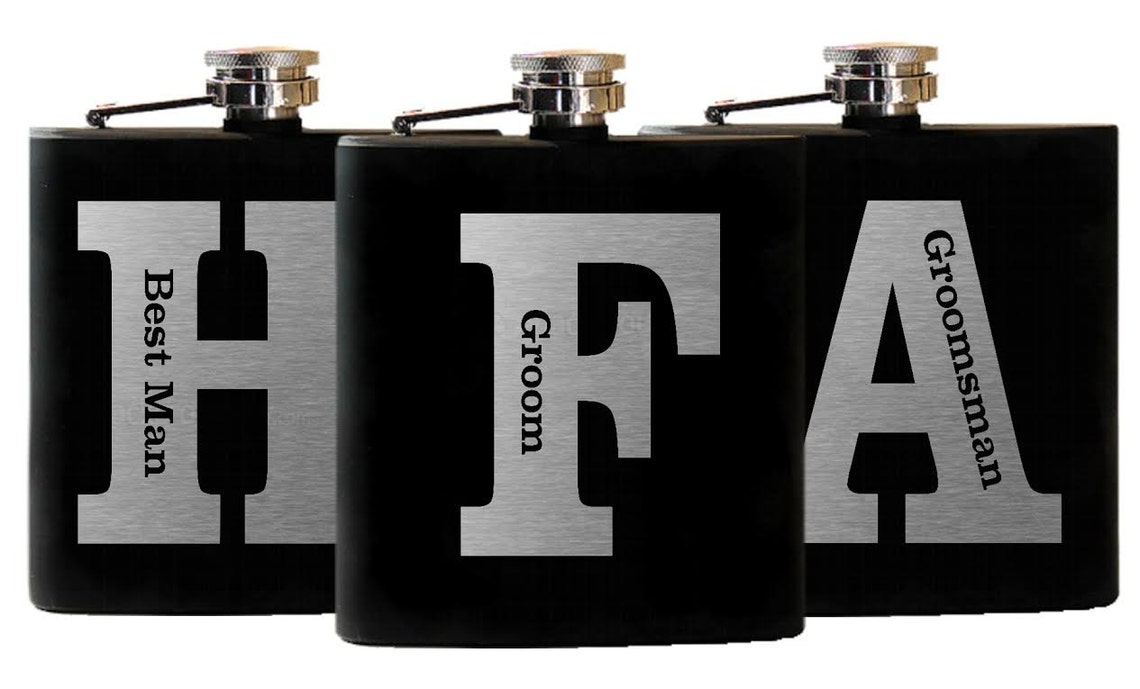 Groomsmen Flasks Stainless Engraved Flask Personalized Initial Etsy