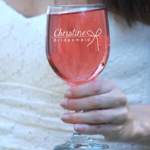 Personalized Wine Glass for Bridesmaids and Matron of Honor - Custom Engraved Gift - Perfect for Bridal Showers - Cheers to Friendship!