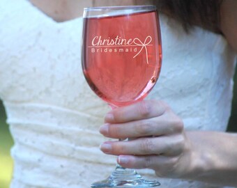 Personalized Wine Glass for Bridesmaids and Matron of Honor - Custom Engraved Gift - Perfect for Bridal Showers - Cheers to Friendship!