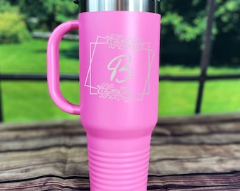 Personalized Mug with Handle, Girlfriend Valentines Gift, Custom 40oz Tumbler with Handle, Double Wall Insulated Mug, Custom Valentines Mug
