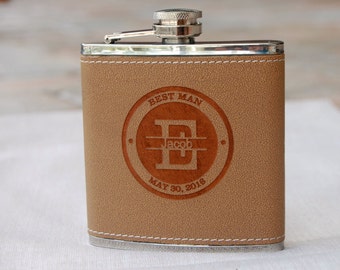 Personalized Flask, Groomsmen Gifts Wedding, Wedding Party Gift, Best Man Gift, Leather Flask, Custom Flask, Monogram Flask, Groomsman Gift