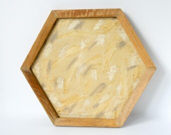 Reimagined Thrifted Abstract Art | Textured Wall Art | Framed Neutral Decor | Piece 001 | Golden