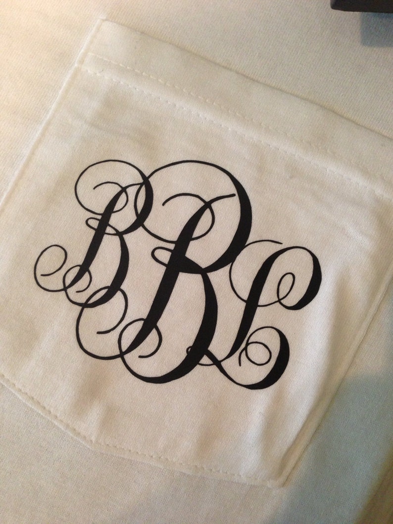 Custom Vinyl Monogrammed Pocket T-Shirt | Etsy