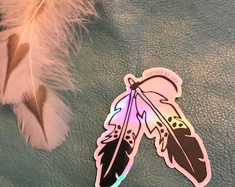 Holographic Double Eagle Feathers Sticker