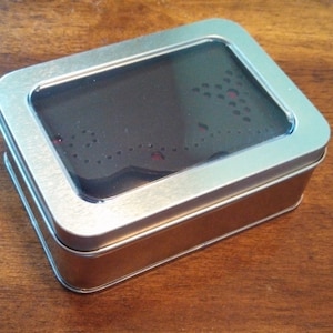 Tin Box with Hinged Window Lid // Metal Box // Gift Wrapping // Packaging // Shipping // Storage // Metal Case